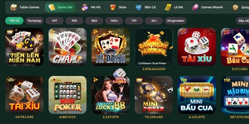 Game bài đổi thưởng với đa dạng các tựa game hot để thử sức